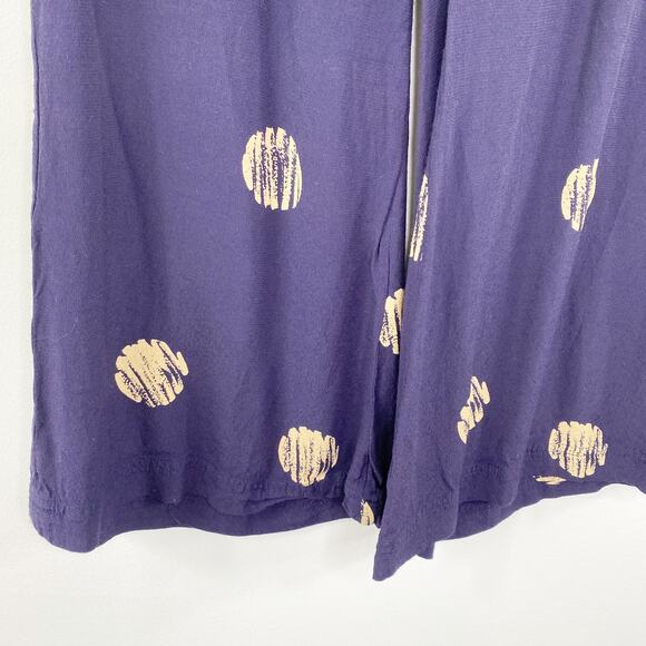 Silence+Noise Womens Navy Blue Dotted Flare Pants Size 0 Boho Cropped Festival - Picture 4 of 8